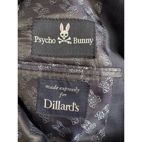 PSYCHO BUNNY 100% Wool Navy Blue Two Button Blazer Coat - Picture 5 of 5